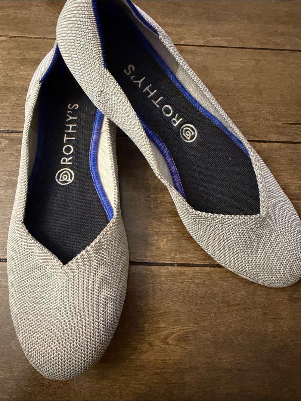 Rothy's Light Gray flat in flax
